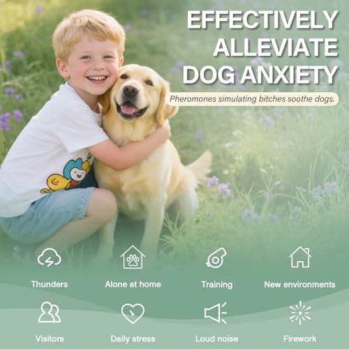 Image of Dog Calming Pheromones Diffuser 6 in 1 Appeasing Relaxing Diffuser with Timing Function Pet Kit (3 Plug in +3 Refill 48ml) for Anxiety Relief Reduce Aggression Barking Fighting Stress (Tasteless)