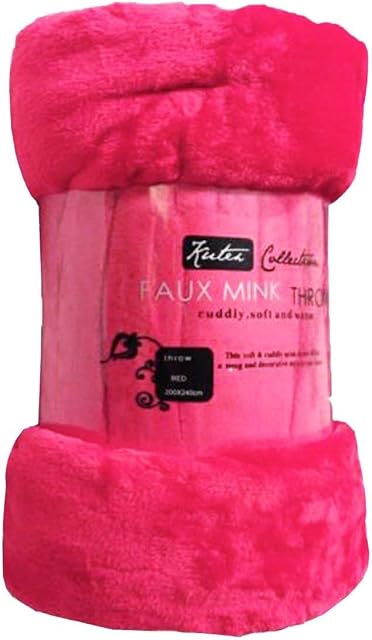Laura Secret Fleece Faux Fur Roll Mink THROW Throws/Bed Blanket Beautiful Colours (King, Fucshia Pink)