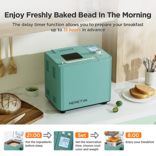 Neretva-Bread-Maker-Machine-20-in-1-2LB-Automatic-Breadmaker-with-Gluten-Free-Pizza-Sourdough-Setting-Digital-Programmable-1-Hour-Keep-Warm-2-Loaf-Sizes-3-Crust-Colors-Receipe-Booked-Included