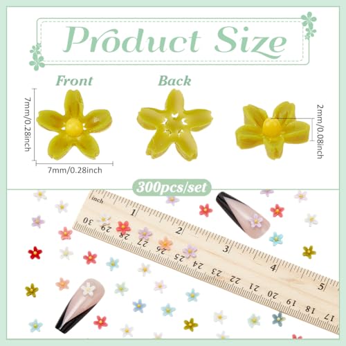 NBEADS 300 Pcs Mini Resin Flower Charms - Image 2