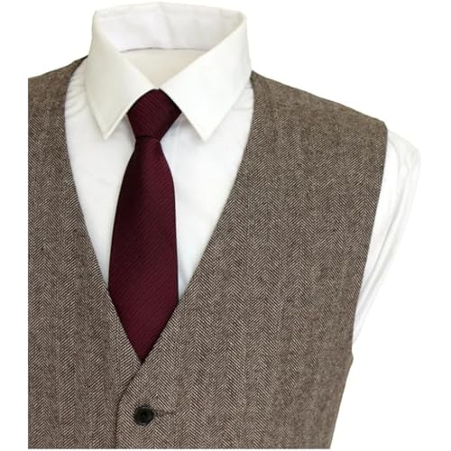 Men's Wool Tweed Herringbone Pattern Formal Pockets Slim Regular Fit Retro Business Weddi Vests2