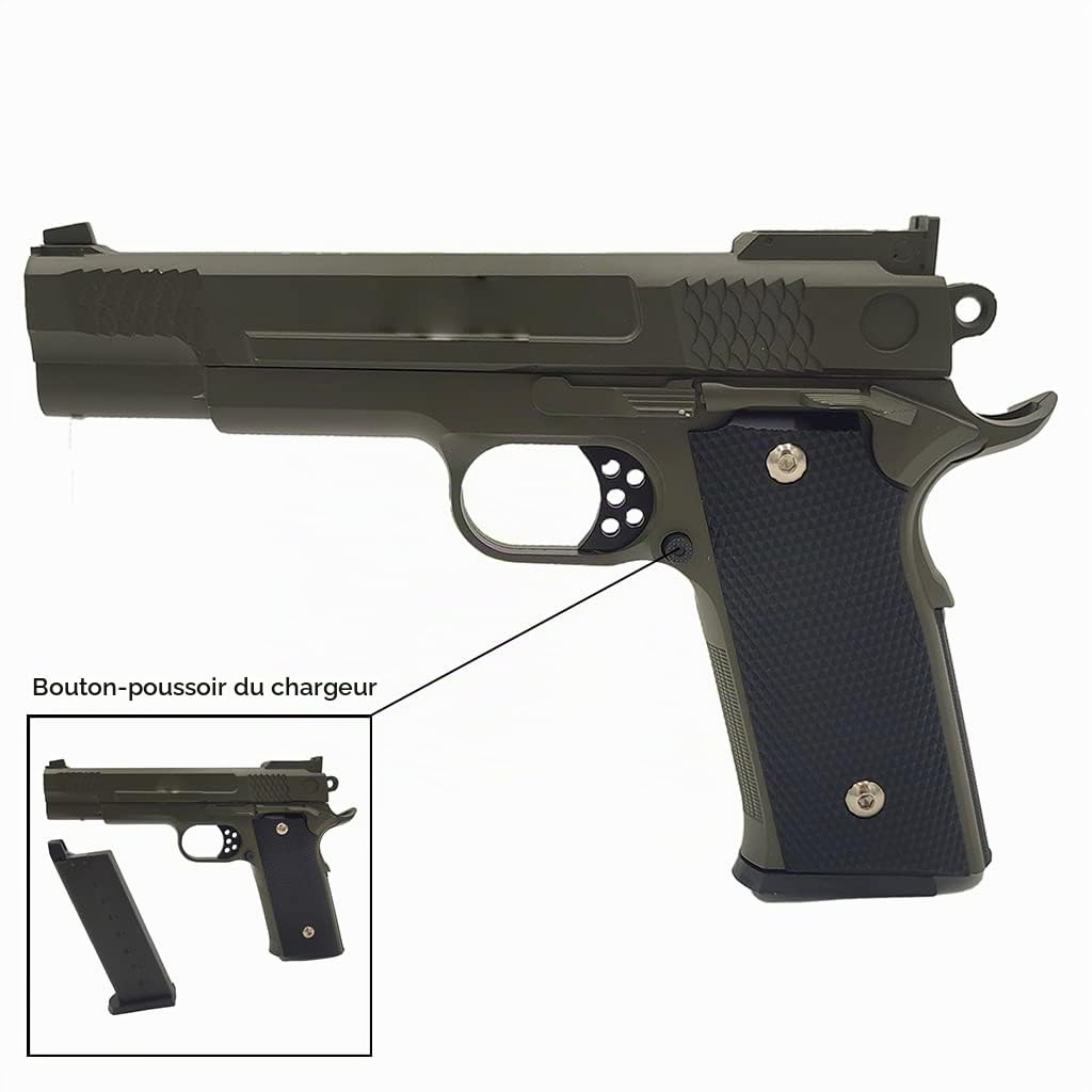Pistolet à Billes Airsoft/Style G.20OD à Ressort (Spring) / Couleurs: Noir et OD (Vert Olive) / Matière: Métal/Puissance 0.5 Joule