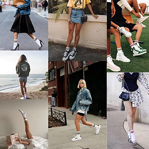 Mottee&Zconia Womens/Mens Crew Socks Retro Style Cotton Quarter Athletic Basic Socks2