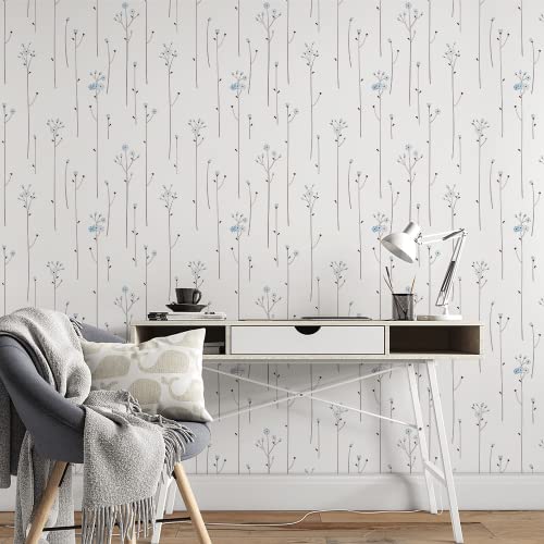 Papel de Parede Adesivo Romântico Azul Decora