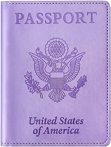 ELASND Passport Holder, Passport and Vaccine Card Holder Combo, Passport Case Passport Cover with Vaccine Card Slot, Passport Wallet for Women and Men, Purple