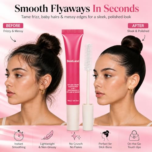 Image of Cactus Fruit 3-in-1 Hair Taming Wand for Flyaways & Frizz - Slick Back Hair Stick with Lightweight Styling Cream, Non-Greasy Hair Mascara for Baby Hair, Edge Control & Smooth Finish, Citrus Scent