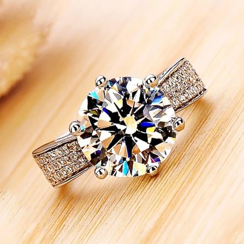 Fashion 6 Claws Round Cubic Zirconia Rings Bridal Wedding Band Luxury Eternity Jewelry for Women3