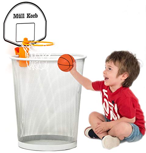 KrockaZone. Mini Basketballkorb für den Mülleimer Papierkorb mit kleinem Ball - Spaß fürs Zimmer, Tür, Büro, Zuhause, Kinder, Sport, Spielzeug