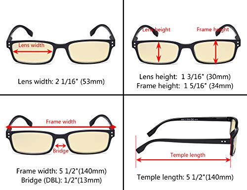 Image of Eyekepper 5 Pack Blue Light Filter Glasses Classic Rectangular Computer Reading Glasses Yellow Tinted +0.75