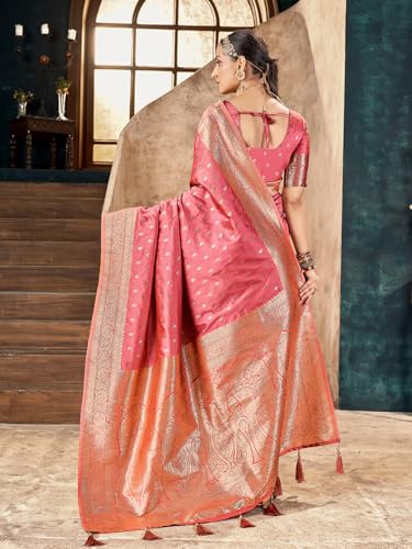 Image of Mehrang Women's Pure Kanjivaram Silk Saree Banarasi Silk Wedding Sarees for Women with Blouse Piece