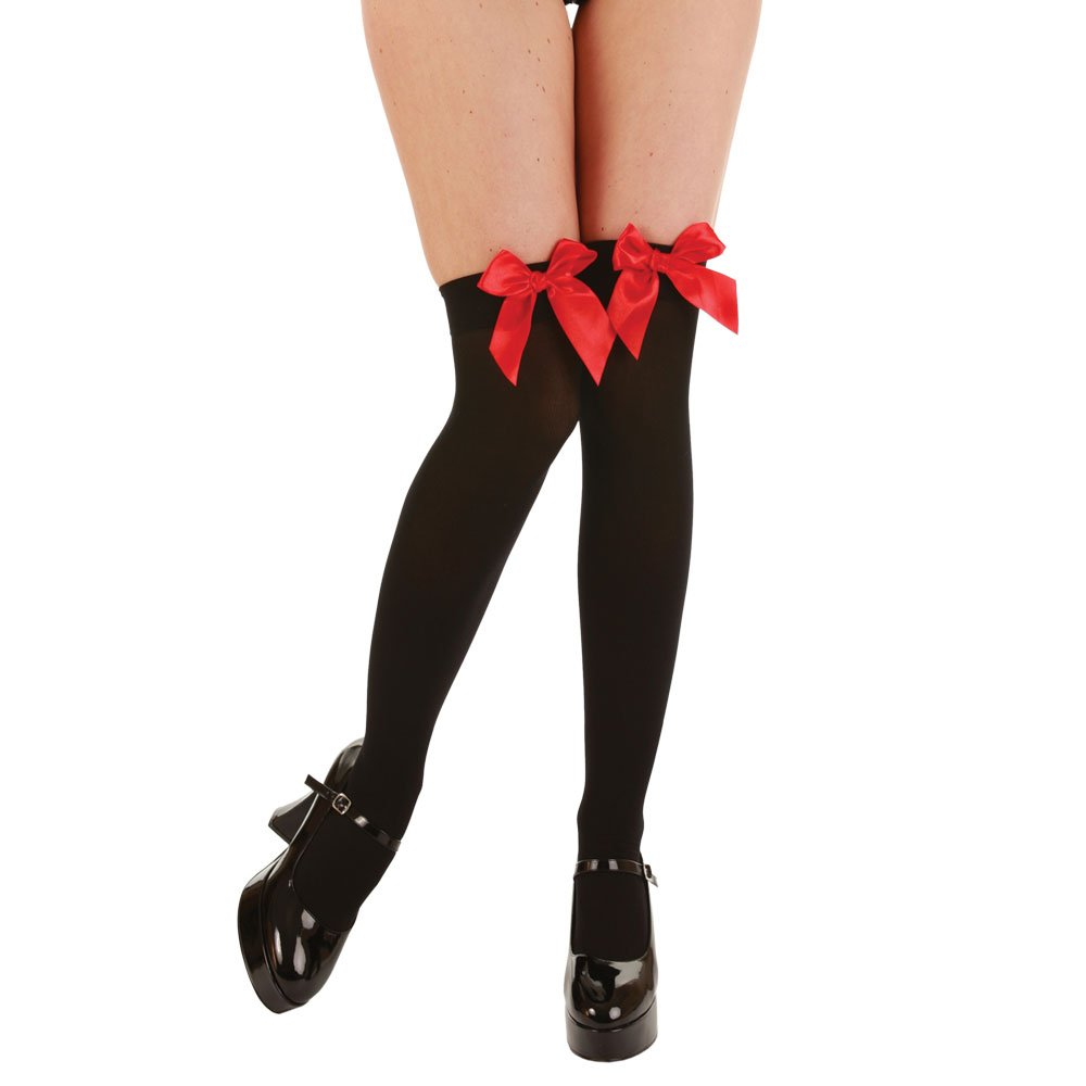 Black Thigh Highs / Red Satin Bow