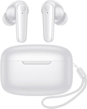 kurdene Wireless Earbuds Bluetooth 5.4 Headphones 60H Playtime Deep Bass Stereo Ear Buds with Mic Comfort Lightweight in Ear Earphones for Workout/Running White