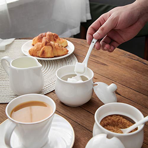 image for OMAYKEY 8 OZ Porcelain Sugar and Creamer Set Serving for Coffee Tea, W