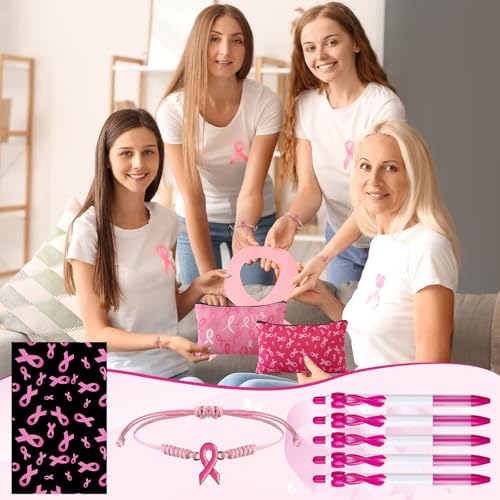 Ruban rose et espoir : kit de 48 accessoires et carnets inspirants