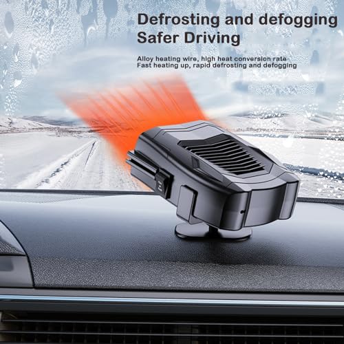 HDAKDDHG Car Heater,Portable 12V Car Heater and Defroster, 2 in 1 Fast Heating and Cooling Car Heater Anti-Fog Plug in Cigarette Lighter Defroster,360° Rotation, for All Cars (Black)