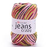 YARNART Jeans Crazy Multicolor Knitting Yarn for Baby, Amigurumi, Blanket - Acrylic Summer Yarn, 55% Cotton, 1.76 Oz, 174.98 Yds (7206)