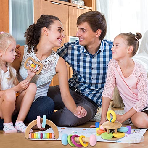 Brinquedos de mordedor de chocalhos de bebê, chocalho de educação infantil montessori de, Pacote com