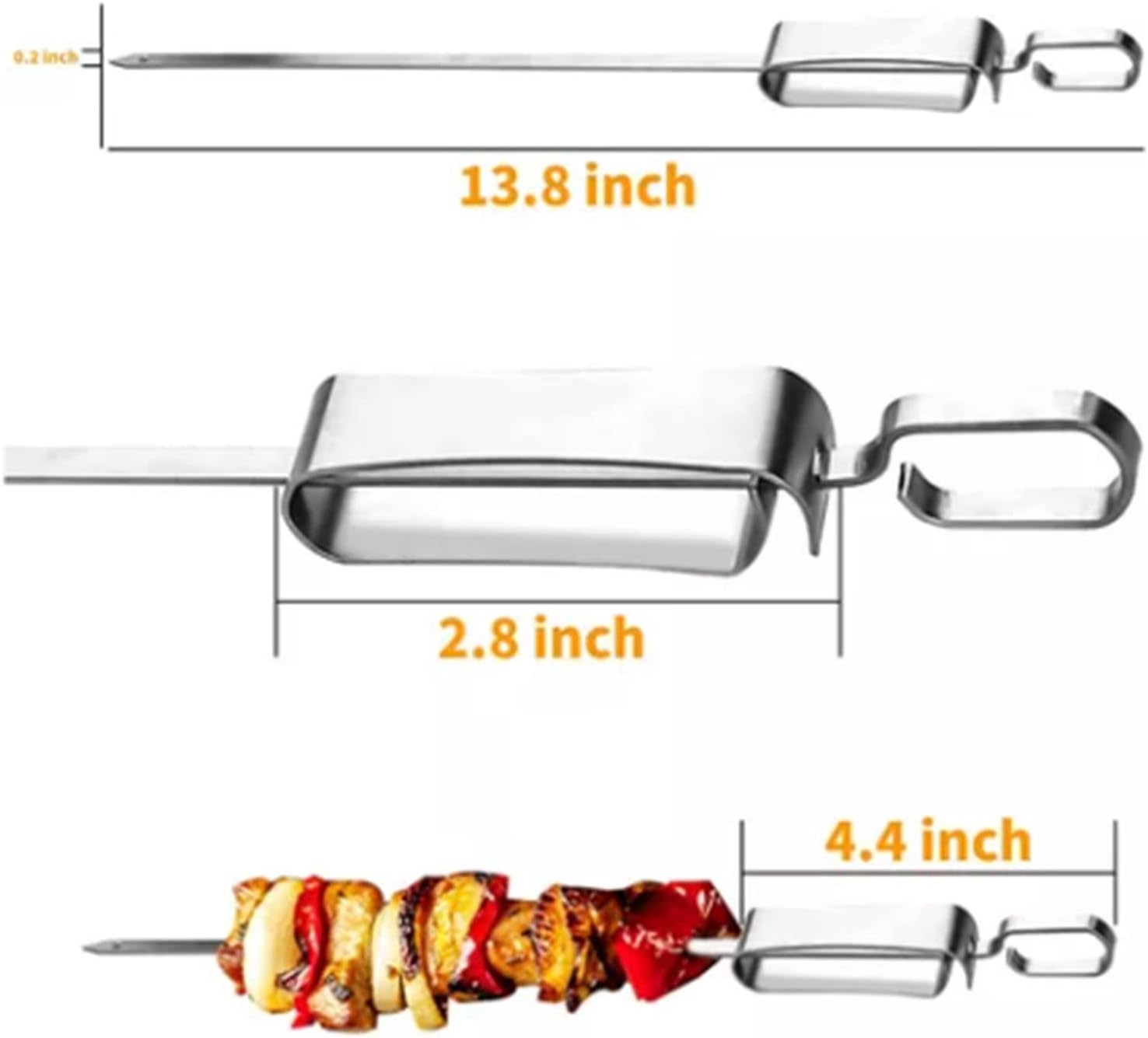 Barbecue Skewers Sharp Angle Design Push Rod Design with Cloth Bag BBQ Accessories for Camping Grill Cooking
