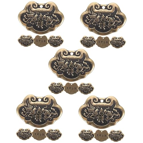 VALICLUD 20 Pcs Dragon and Phoenix Lock Keychain Antique Charms