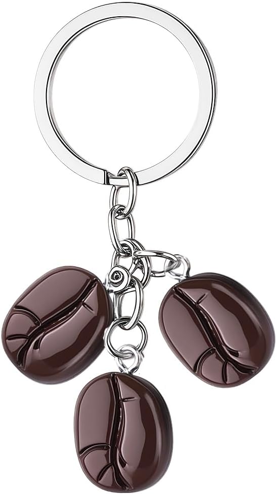 Coffee Bean Keychain Accessories for Coffee Lovers Gifts for Women Men Coffee Themed Gifts for Mom Dad Coffee Stuff Cute Coffee Key Ring Pendant Charms for Car Keys Purse Bag Decoration