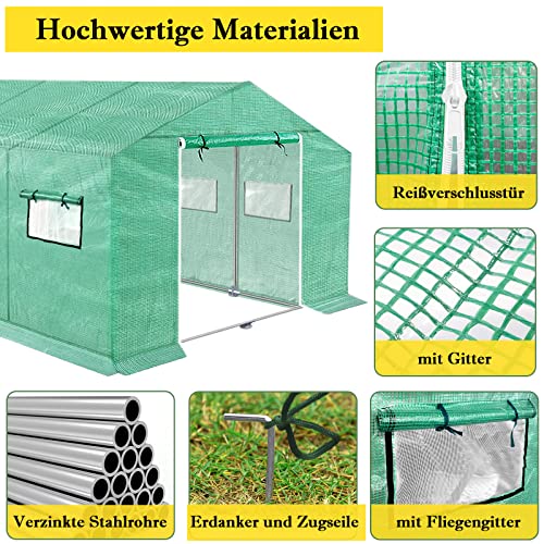 ️UISEBRT Gewächshaus Foliengewächshaus Winterfest mit Stahlfundament