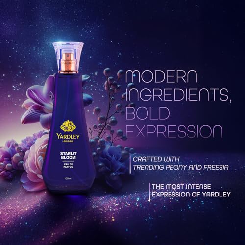 Image of Yardley London Starlit Bloom Eau de Parfum for Women, 50ml - Natural Essential Oils, Floral EDP Perfume | Peony & Freesia Fragrance