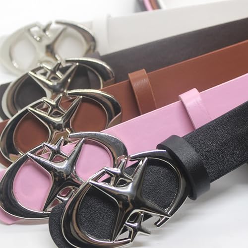 PU Belt,Vintage Gothic Punk Moon Star Buckle Belt for Men and Women Stylish Waistband for Jeans and Pants3