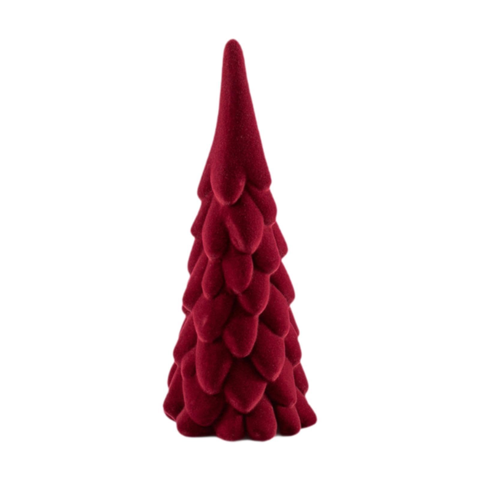 Kuntesetty de Navidad Artificial de cerámica, Adorno de de Navidad Flocado Rojo, Mini de Navidad de Escritorio para Dormitorio, Fiesta, Boda, Capas 10x25cm