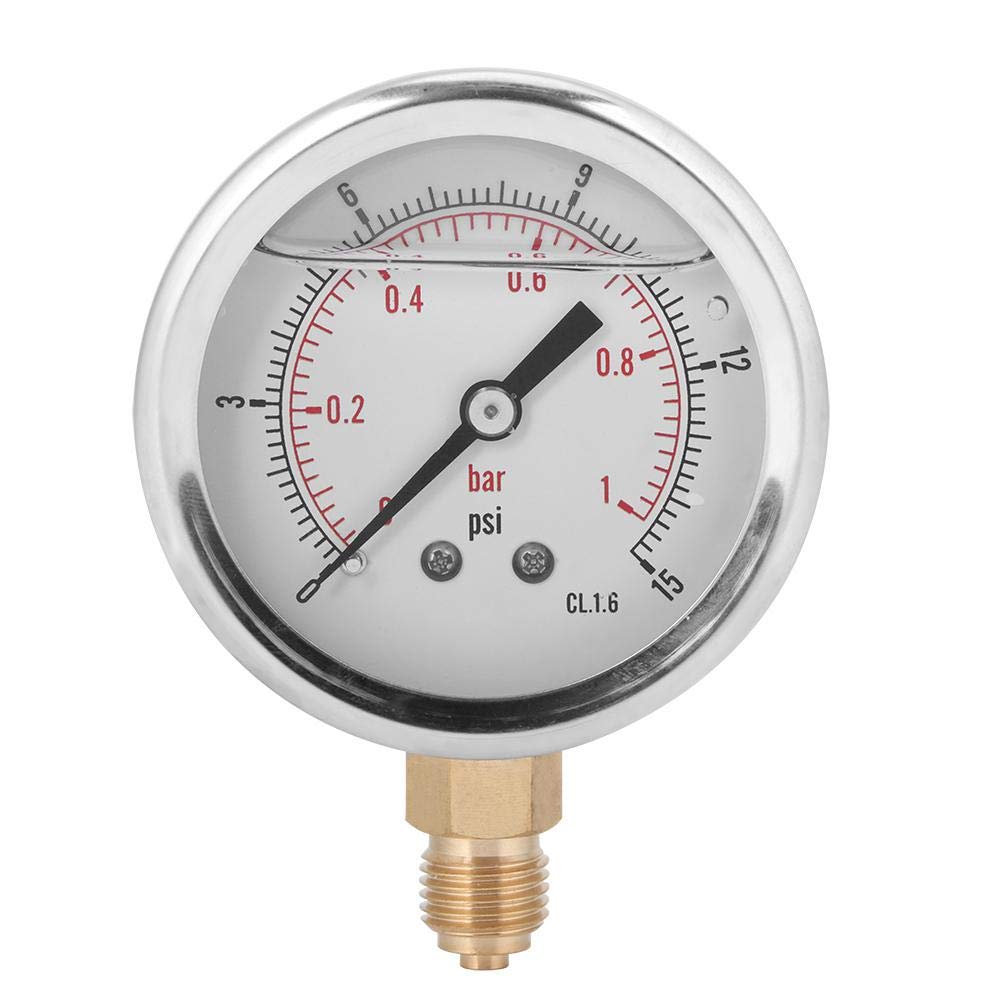 Manometro 0-15psi 1/4 BSP, manometro Radiale Riempito d'olio, Strumento di misurazione della Pressione, per l'industria Chimica dell'energia elettrica dei macchinari, ECC.