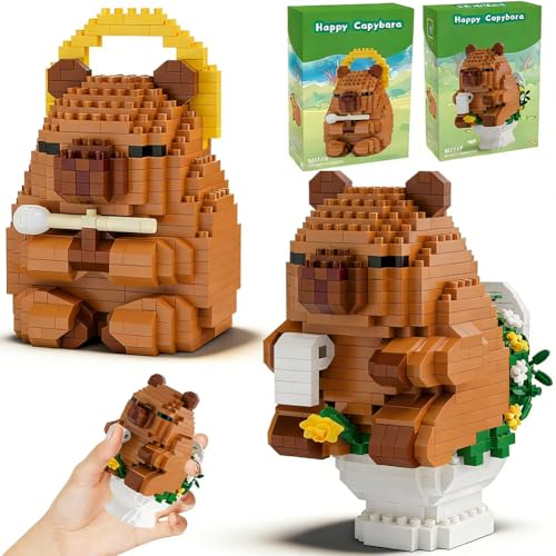 Capibara Mini Building Blocks, Micro Lindos Construcción de Bloques Capybara, Capibara Bloques Construccion Reutilizable, para Apto para Jóvenes & Adulto 2PCS