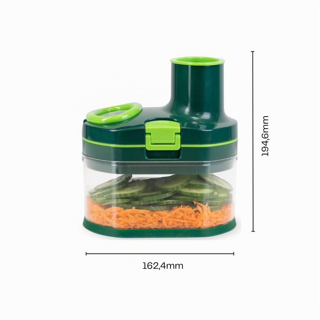 Genius Nicer Dicer Pegasus Gemüsezerkleinerer Deluxe-Set 20-tlg | Handzugdeckel | geringer Kraftaufwand | Gemüseschneider für schnelles & sicheres Arbeiten + Salatschleuder…, Grün