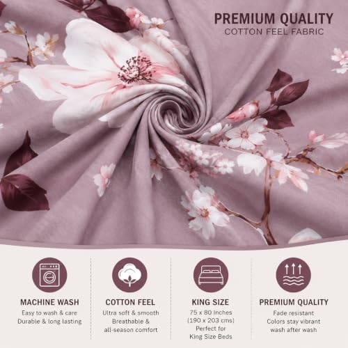 Image of King Size Fitted Bedsheet 75 inchx80 inch with 2 Covers-Pink