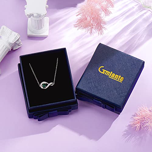 Gemlanto 925 Sterling Silver Bracelet Infinity Created Emerald May Birthstone Link Bracelets For Women Girls Danity Simple Graduation Birthday Anniversary Jewelry Gifts For Her Mom, Adjustable Chain 6.7+0.6+0.6 Inch #TOP5