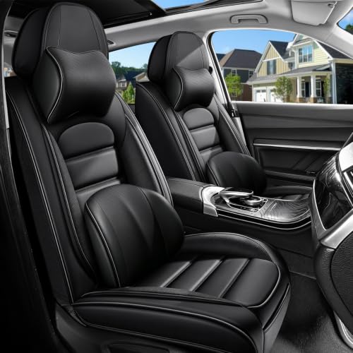 Image of Premium Leather Deluxe Front Seat Covers for Toyota Camry 2015-2026, Black