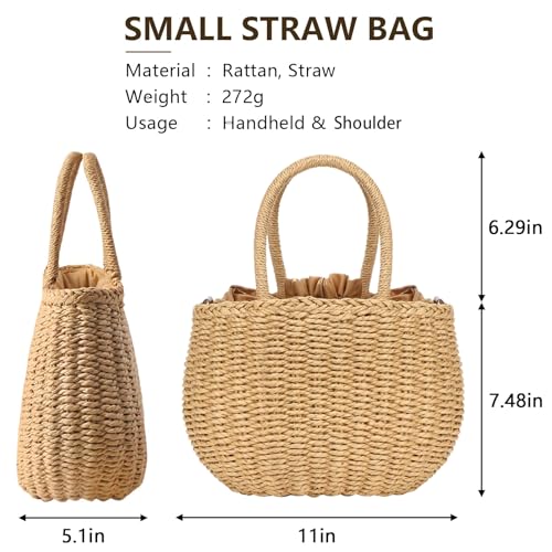 Bolso FENBEN Straw Hobo para mujer tejido cruzado miniatura 5