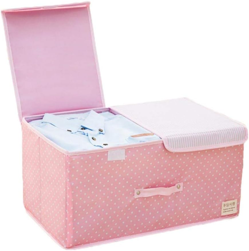 Wuyue Hua Clothes Storage Box with Over-sized Space, High Quality Polyster Fabric Clothing storage for Heavy-duty Organisation, with Folding Lid and Removable dividers