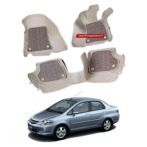 Autoglam 7D Car Mats Compatible with Honda City ZX 2006, Color Beige