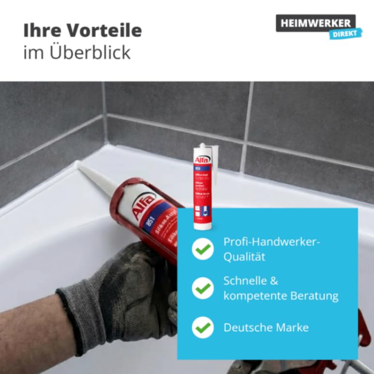 4x Alfa Silikon-Acryl Wasserfester Dichtstoff 310 ml dauerelastisches Dichtmittel überstreichbares Acryl