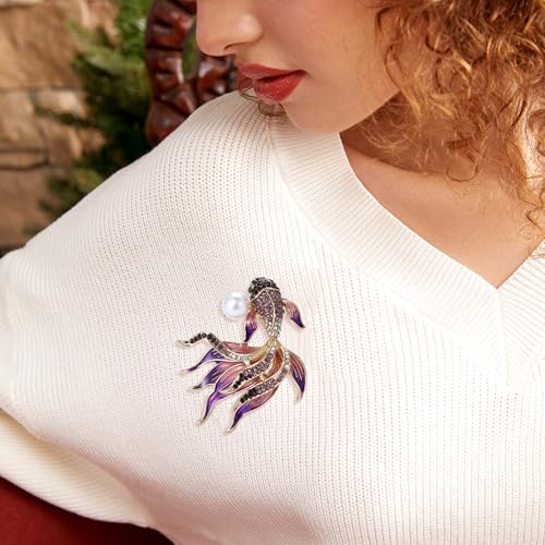 Image of Rhinestone Goldfish Brooches and Pins for Women Fashion Accessories Clothing Pins