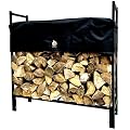 Firewood Rack with Cover - Made in USA - 4 x 4 - 1/2 Face Cord, Black