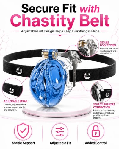 Image of Flat Chastity Cage Sissy Silicone Soft Realistic Vagina (See-Through Blue)