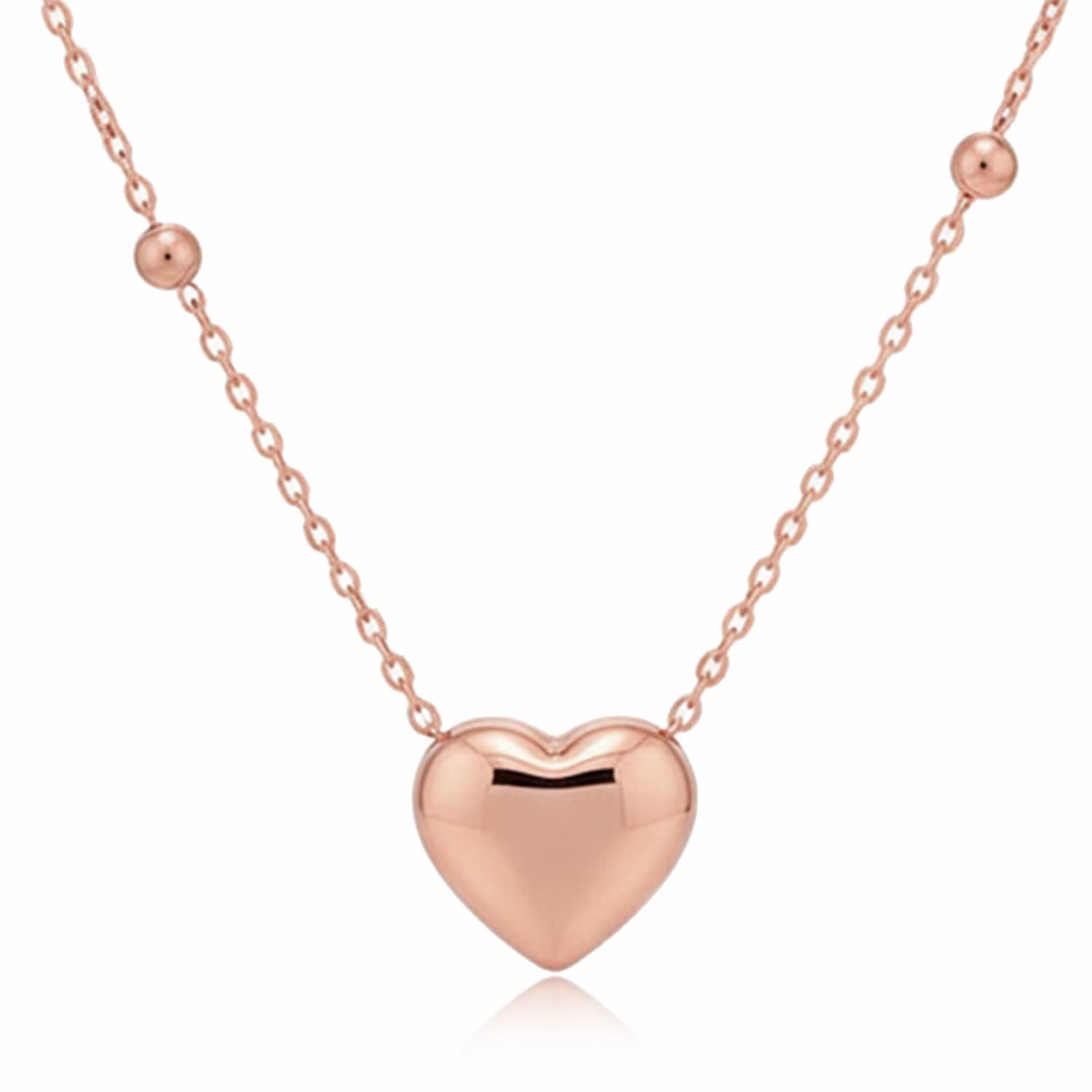 peora Rose Gold Plated Stylish Heart Shape Pendant Chain Necklace Fashion Jewellery for Women & Girls-picture-10