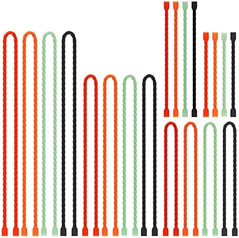 Gesipor 20 PCS Silicone Cable Ties - Reusable Rubber Twist Ties Bendable Cable Ties for Bundling and Holding, All Purpose Cord Tie for Indoor and Outdoor (4"+6"+12"+18"+24")