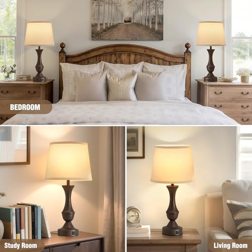 Image of Luvkczc 22 inch Table Lamp Set of 2 - Vintage Brown Bedside Lamp