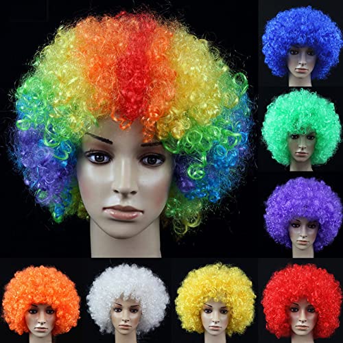 Cuteam Super Curly Wig Fluffy Extend Hairs Lightweight Clown Fancy Dress Hair Props Party Wig for Women Multicolor