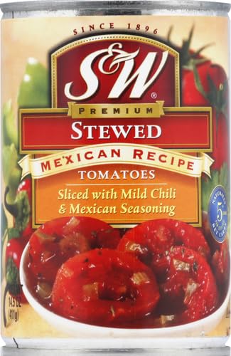 Miniatura 2 de S & W Tomates guisados estilo mexicano con chiles suaves, 14.5 onzas