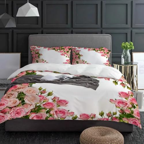 Parure de lit florale 240 x 260 cm aux finitions soignées