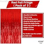KatchOn, Large Red Streamers for Red Party Decoration - Pack of 2 | Valentines Fringe Backdrop for Valentines Day Decorations | Foil Fringe for Carnival, Casino Theme Party Decorations - Image 2
