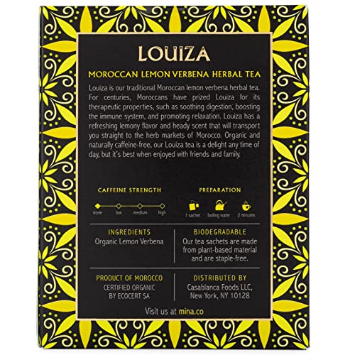Mina Louiza, Organic Moroccan Lemon Verbena Herbal Tea, 15 Biodegradable Sachets #TOP2