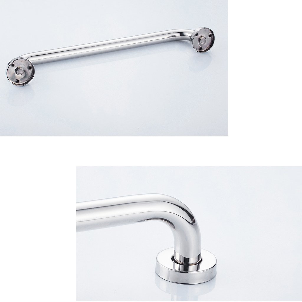 Maniglione di Sostegno in Acciaio Inox con Finitura cromata Lucida, Montaggio a Parete, per disabili e Anziani, per WC, Doccia e Bagno, Cromato - 58 cm